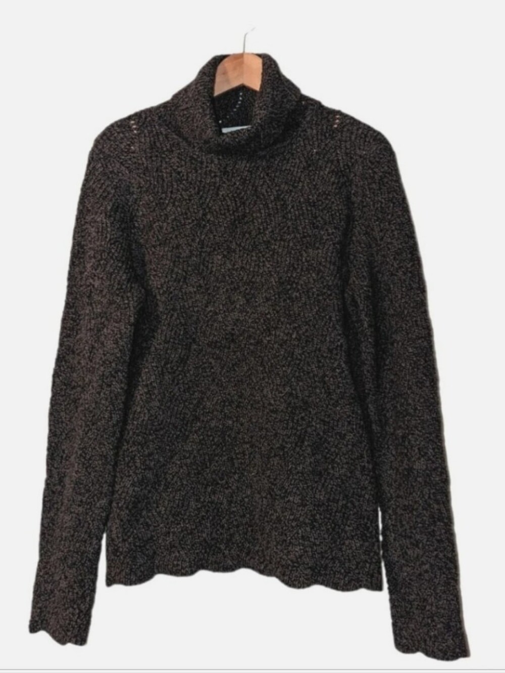 Sundance Charcoal Open Knit Turtleneck Sweater Size XL